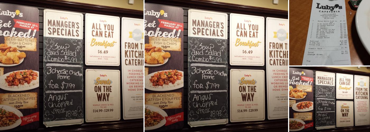 Luby's Menu