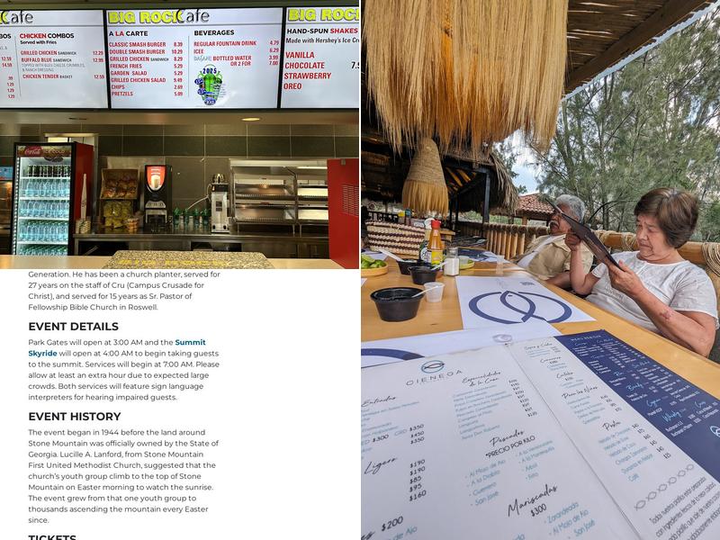 Big Rock Cafe Menu