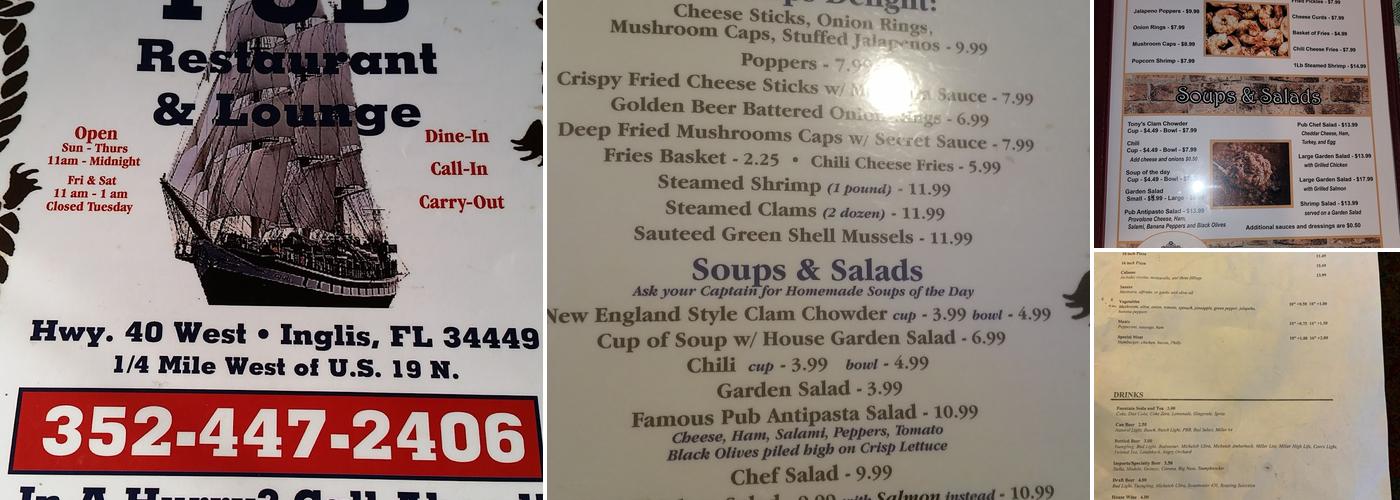 Our Pub Menu