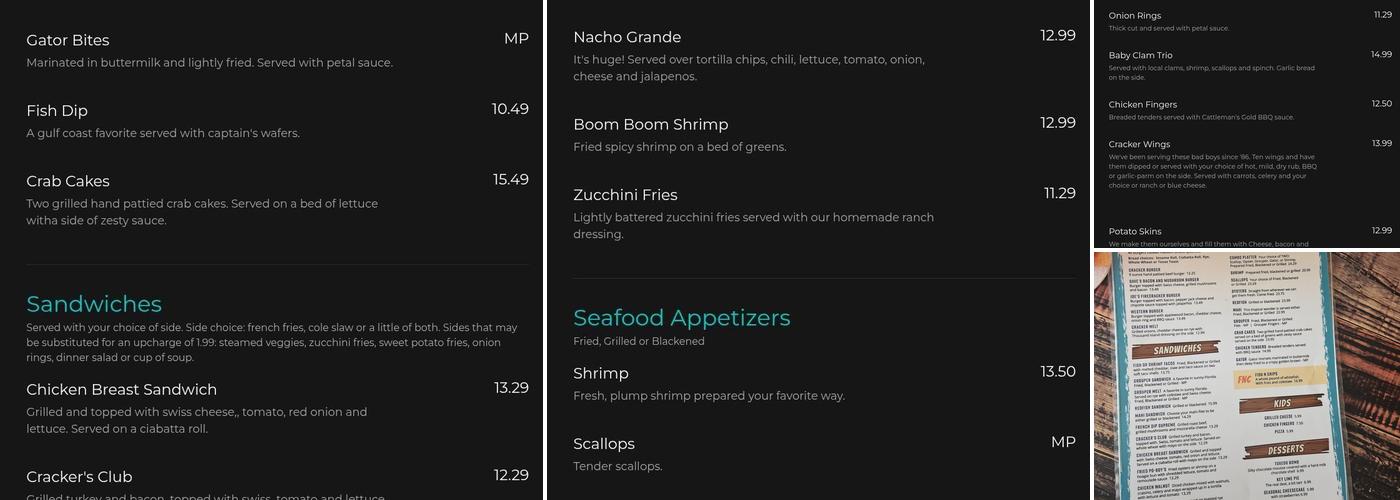 Cracker's Bar & Grill Menu