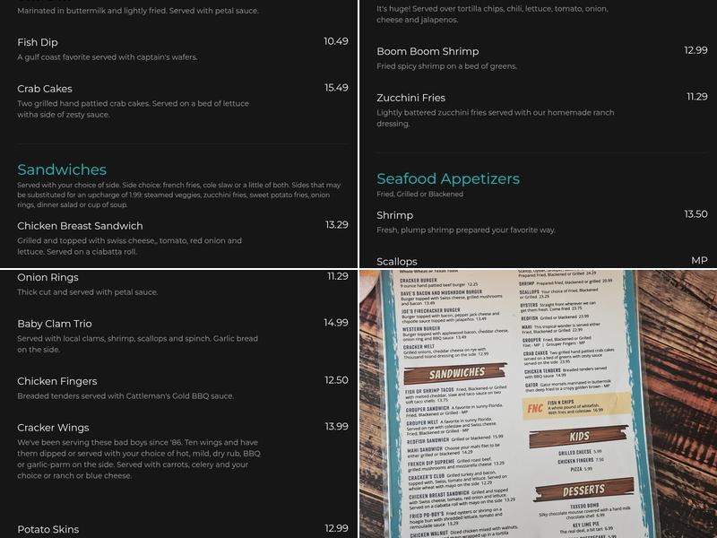 Cracker's Bar & Grill Menu