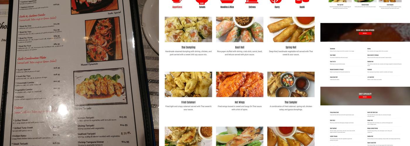 SriThai: Thai Kitchen & Sushi Bar Menu