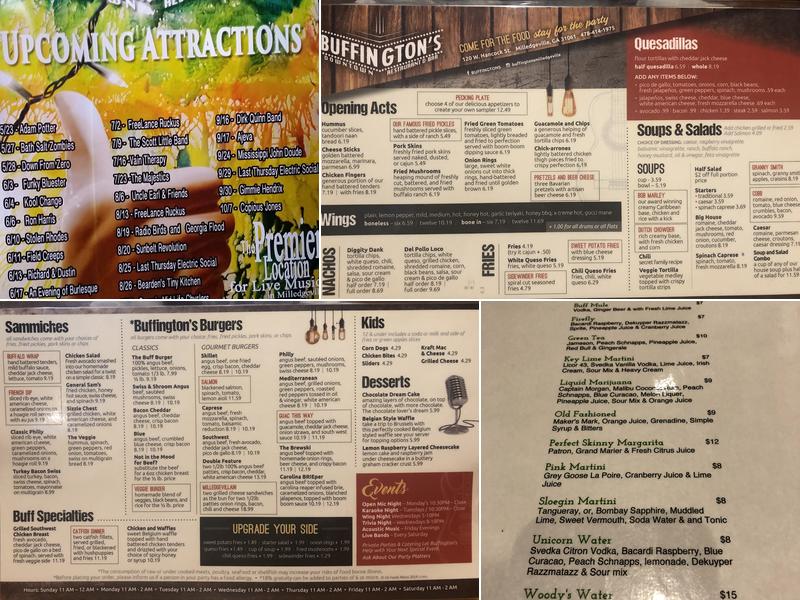 Buffington's Menu