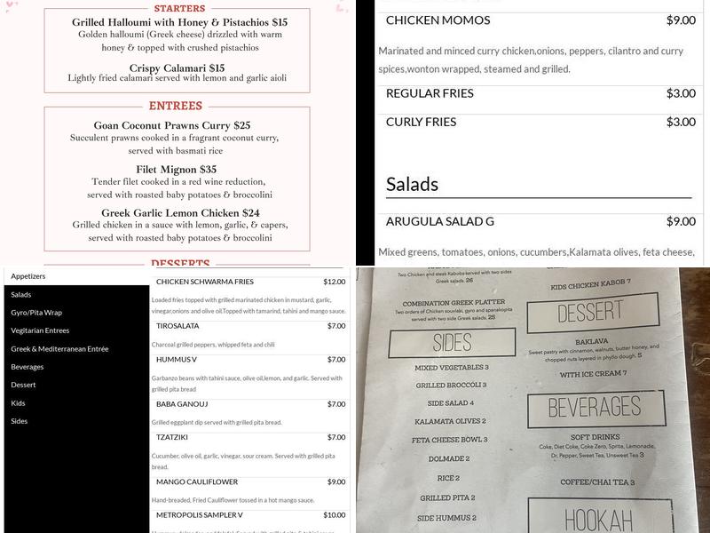 Metropolis Cafe Menu