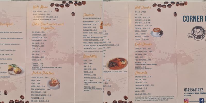 The Corner Cafe Menu