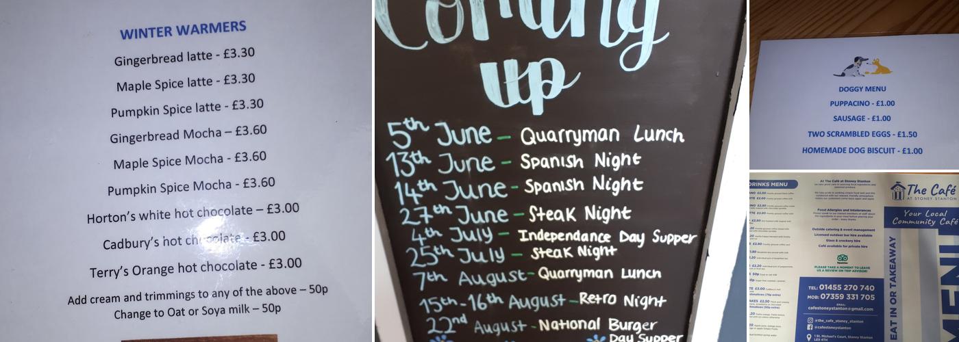 The Café at Stoney Stanton Menu