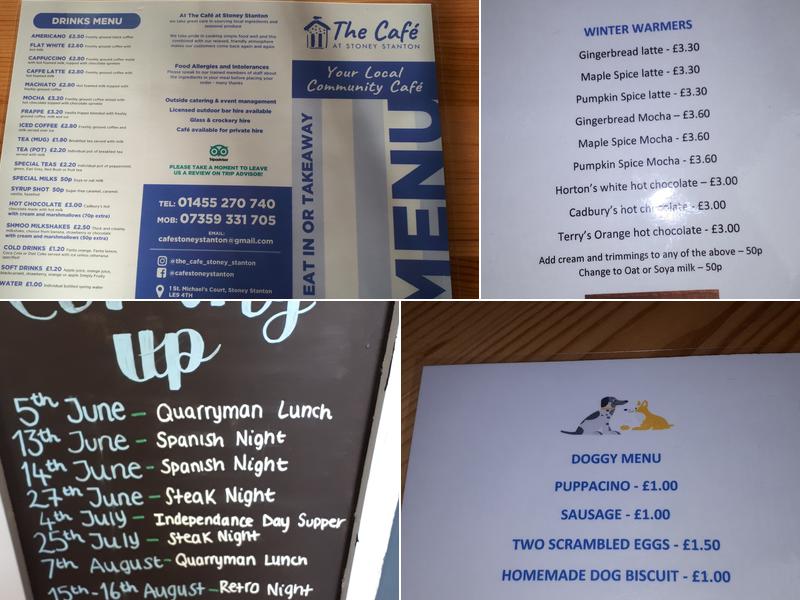 The Café at Stoney Stanton Menu