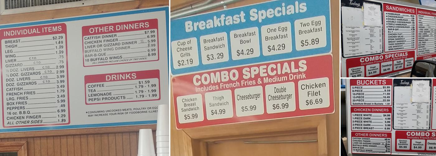 Carter's Fried Chicken Menu