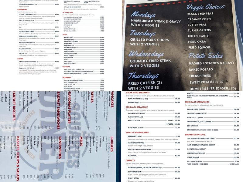 3 Squares Diner Americus Menu