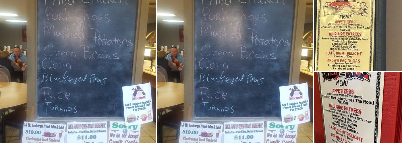 Roadkill Cafe Menu