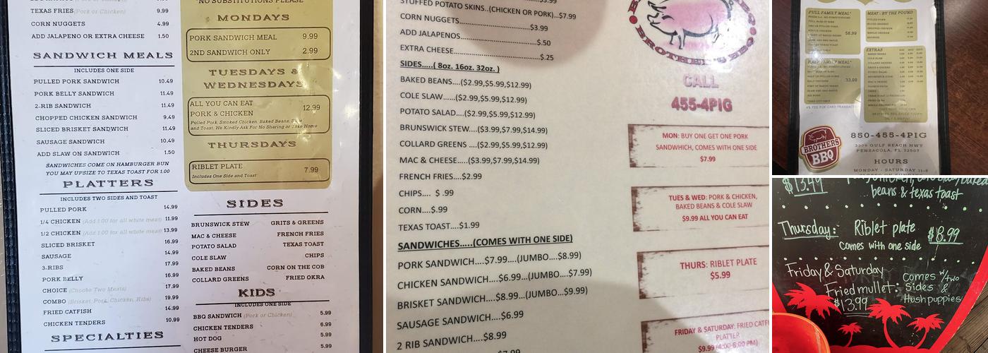 Brother's BBQ Menu