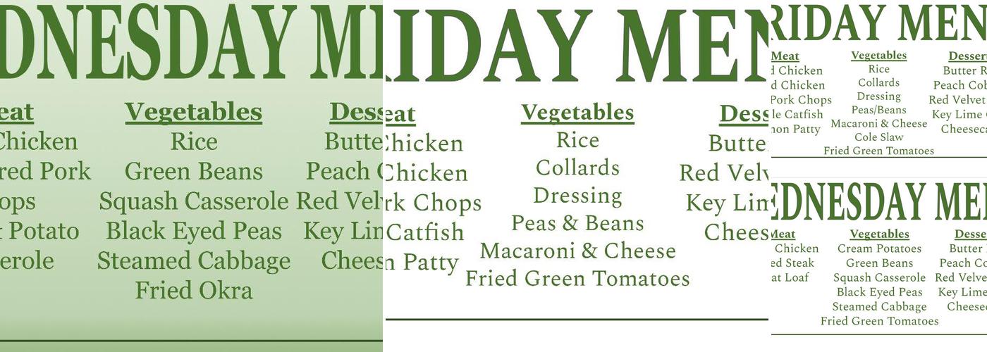 Gladys Kitchen Menu