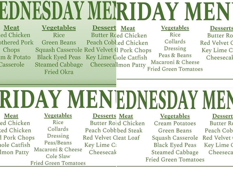 Gladys Kitchen Menu