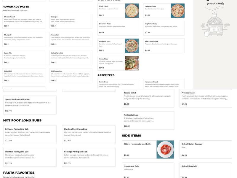 Prespa's Italian Restaurant 1 Menu