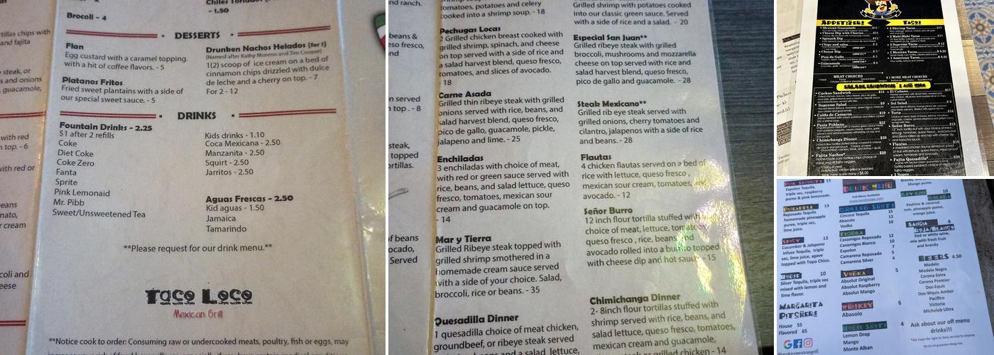 Taco Loco Menu