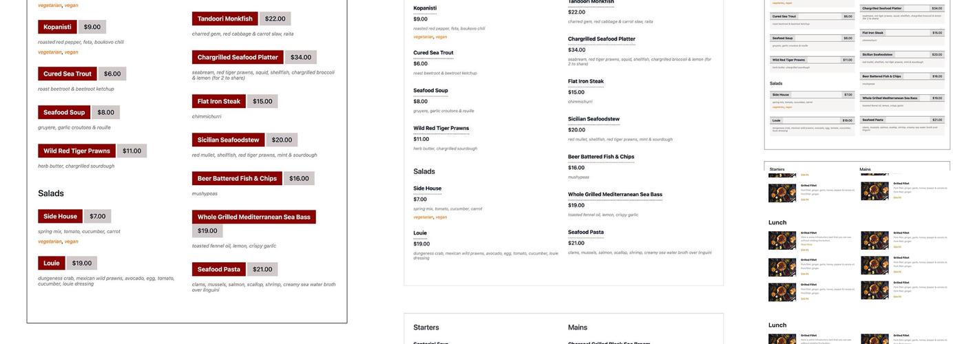 Paula's Menu