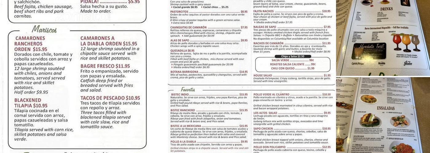 Las Ranitas Arlington Menu