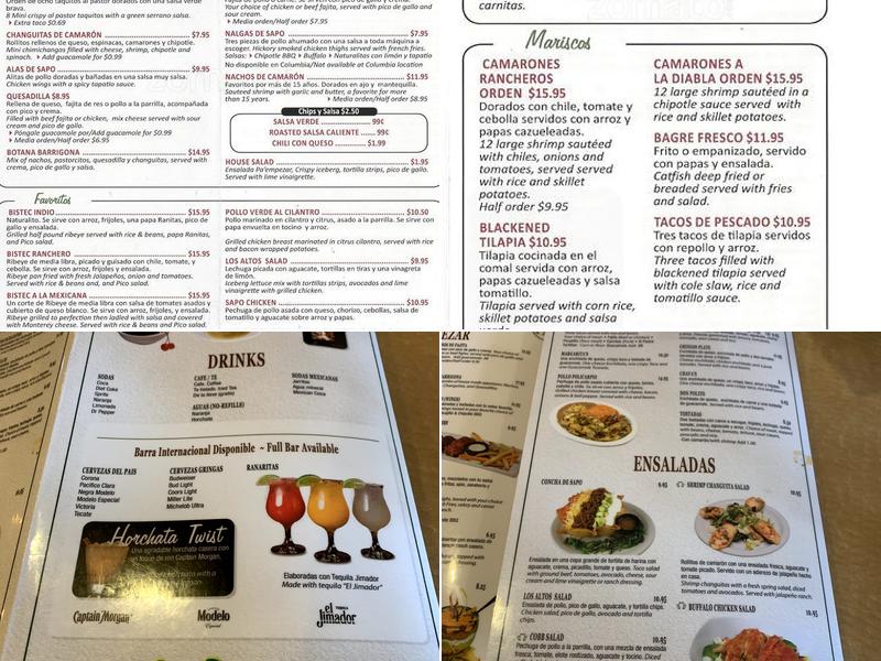 Las Ranitas Arlington Menu