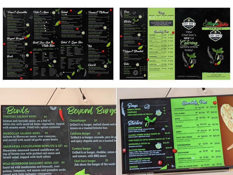 Mama Leah's Pizza Menu