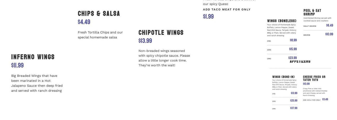 No Frills Grill & Sports Bar - Arlington, TX Menu