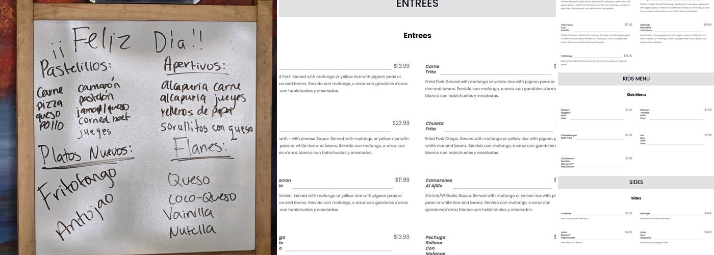 El Mofongo Restaurant Menu