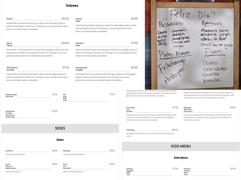 El Mofongo Restaurant Menu