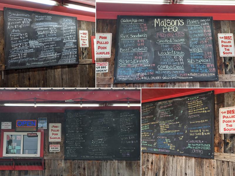 Malson's Barbeque Menu