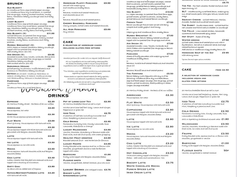 Malt Mill Coffee and Bakery Menu
