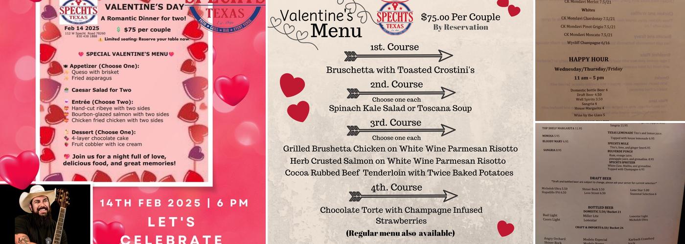 Spechts Texas Menu