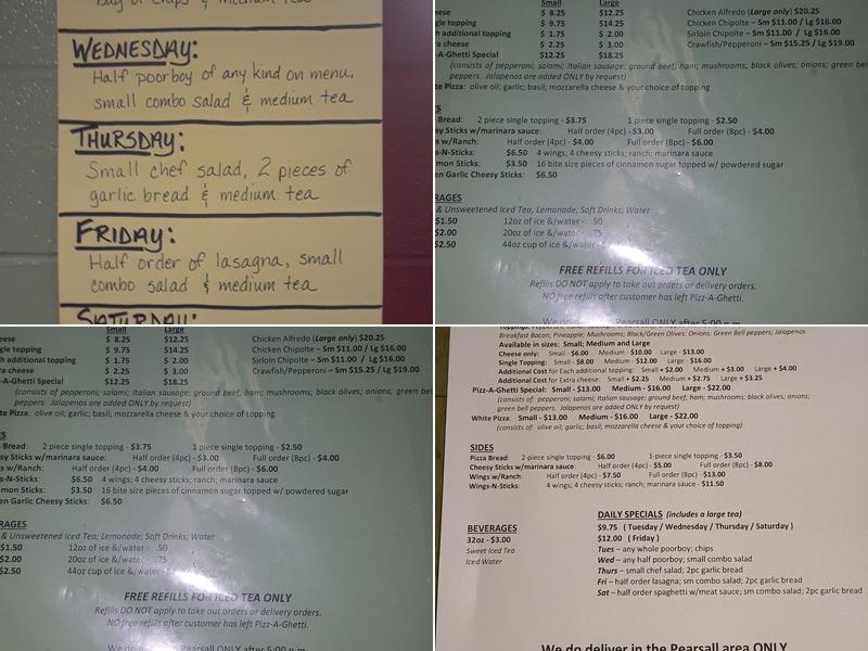 Pizz-A-Ghetti Menu