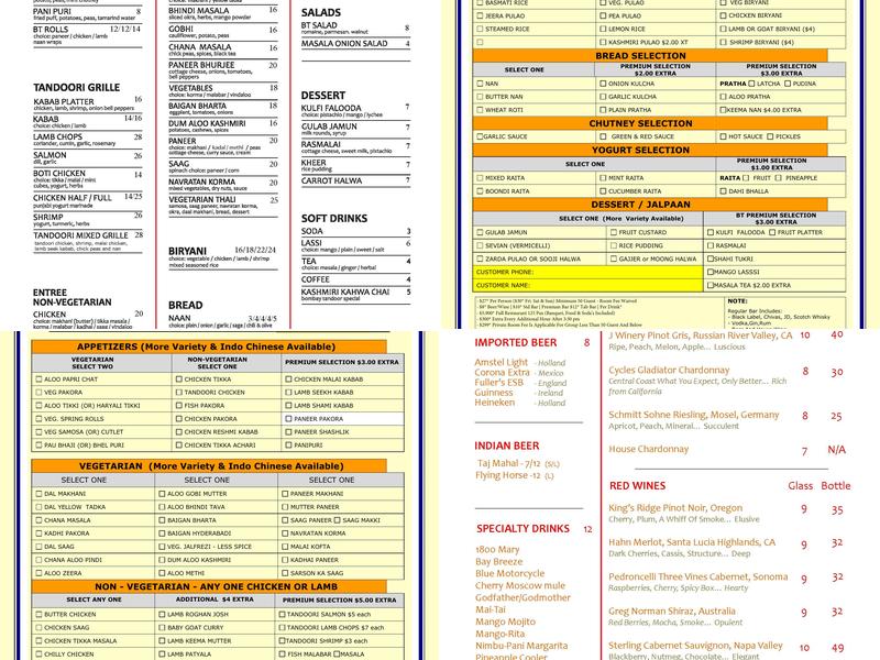 Bombay Tandoor Bar and Grill Menu
