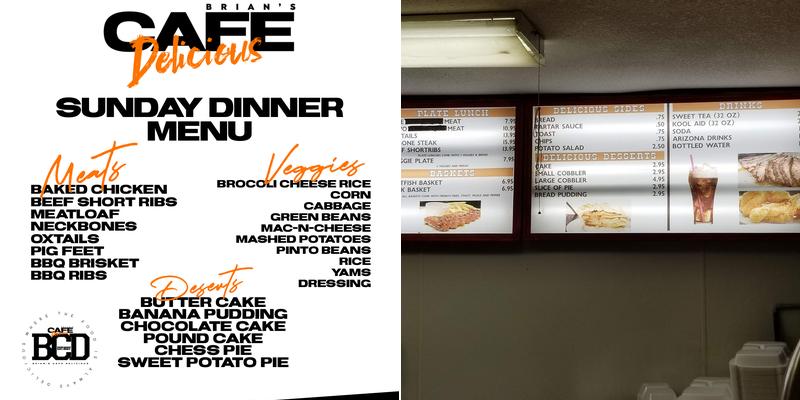 Brian’s Cafe Delicious Menu