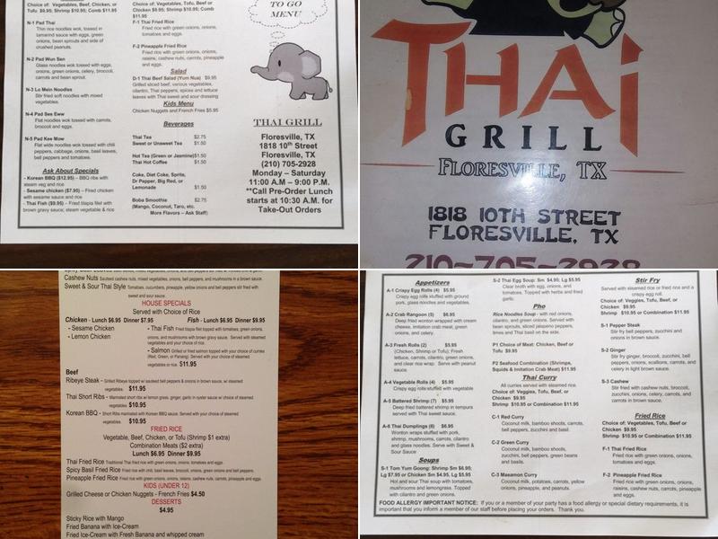 Thai Grill Menu