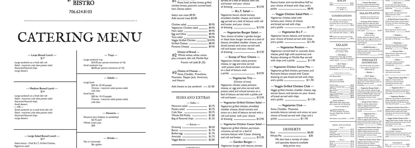 Christian & Jakes Bistro Menu