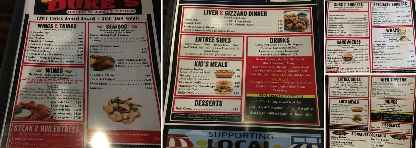 DUKE'S Menu