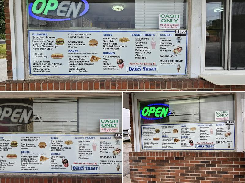 Collins Dairy Treat Menu