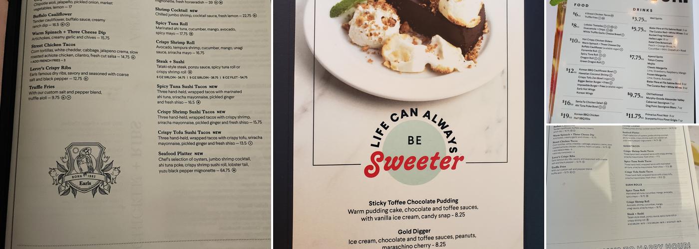 Earls Kitchen + Bar Menu