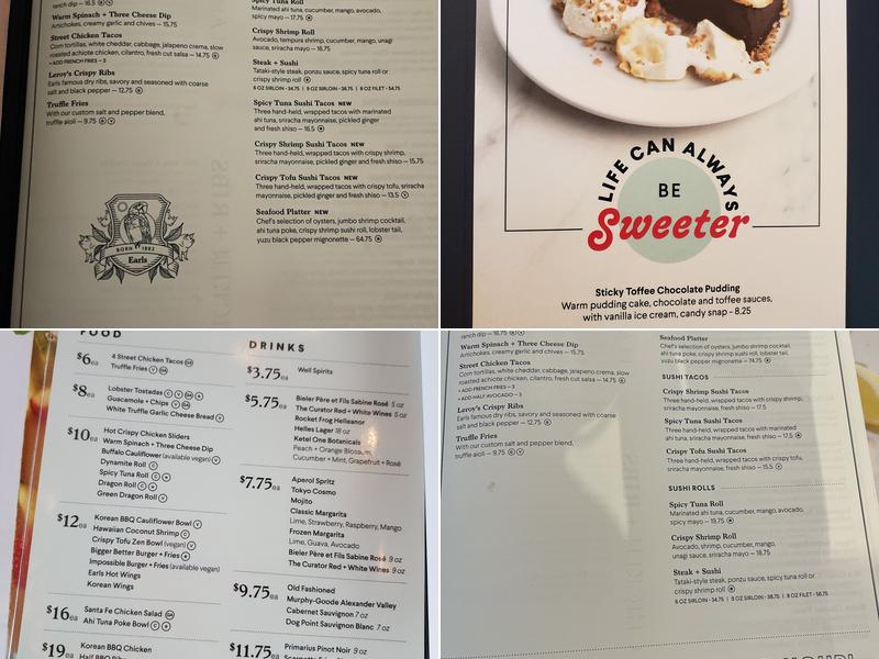 Earls Kitchen + Bar Menu