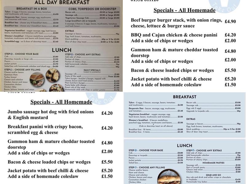 Tyler's Takeout Menu