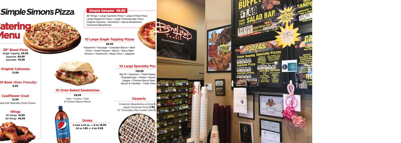 Simple Simon's Pizza Menu