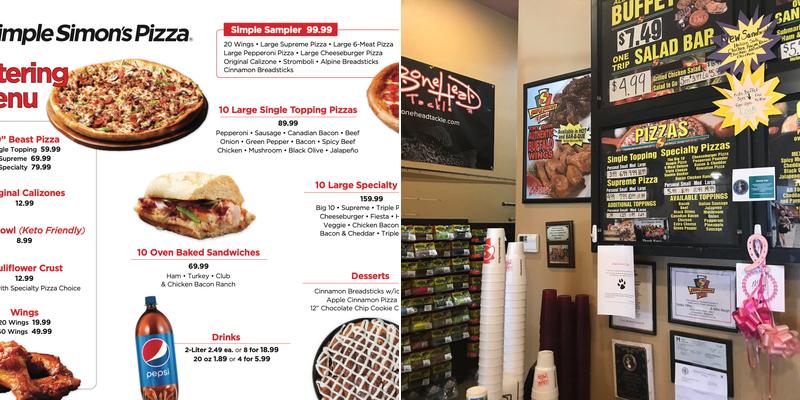 Simple Simon's Pizza Menu