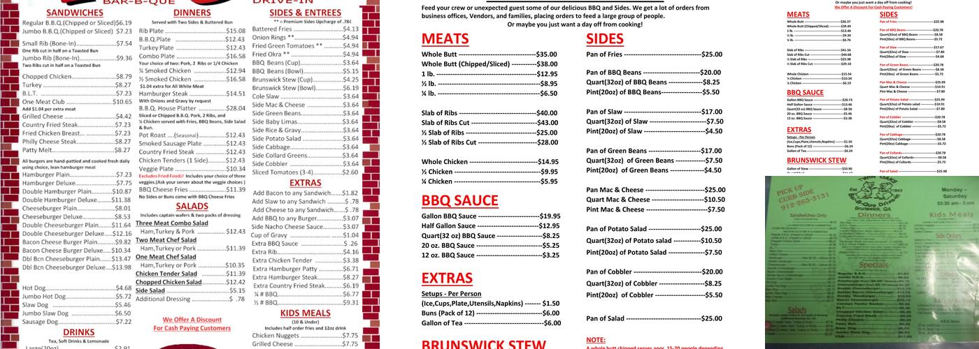 Twin Oaks BBQ Menu