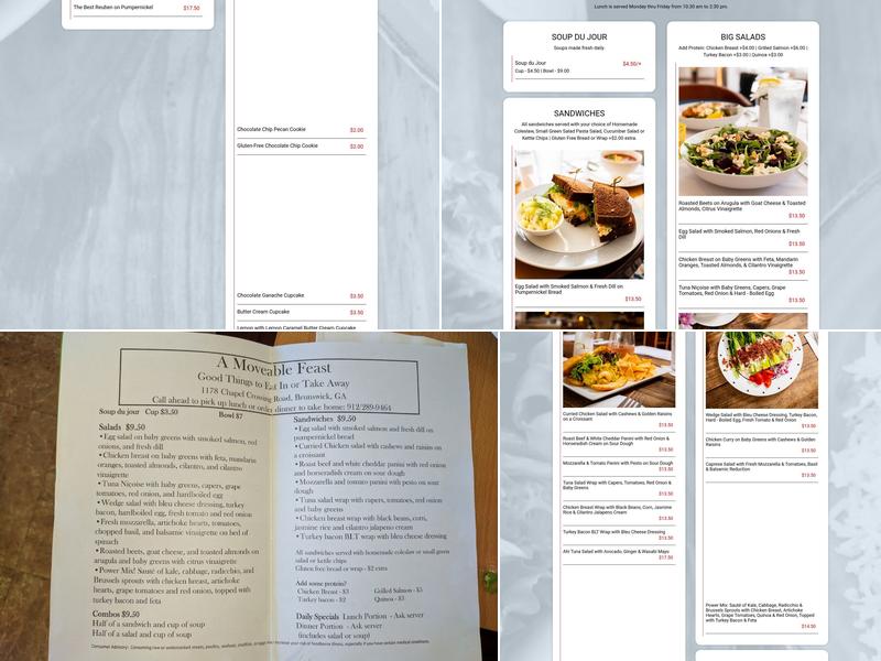 A Moveable Feast Menu