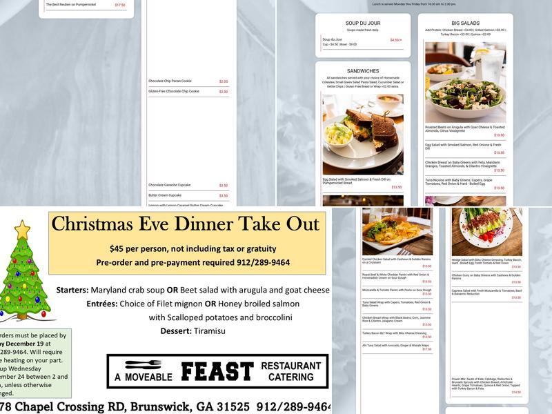 A Moveable Feast Menu