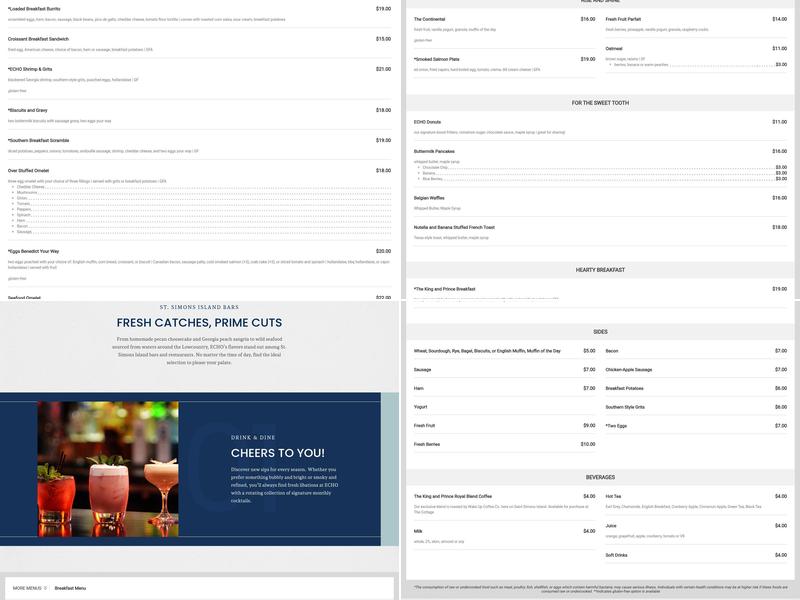 ECHO St. Simons Menu