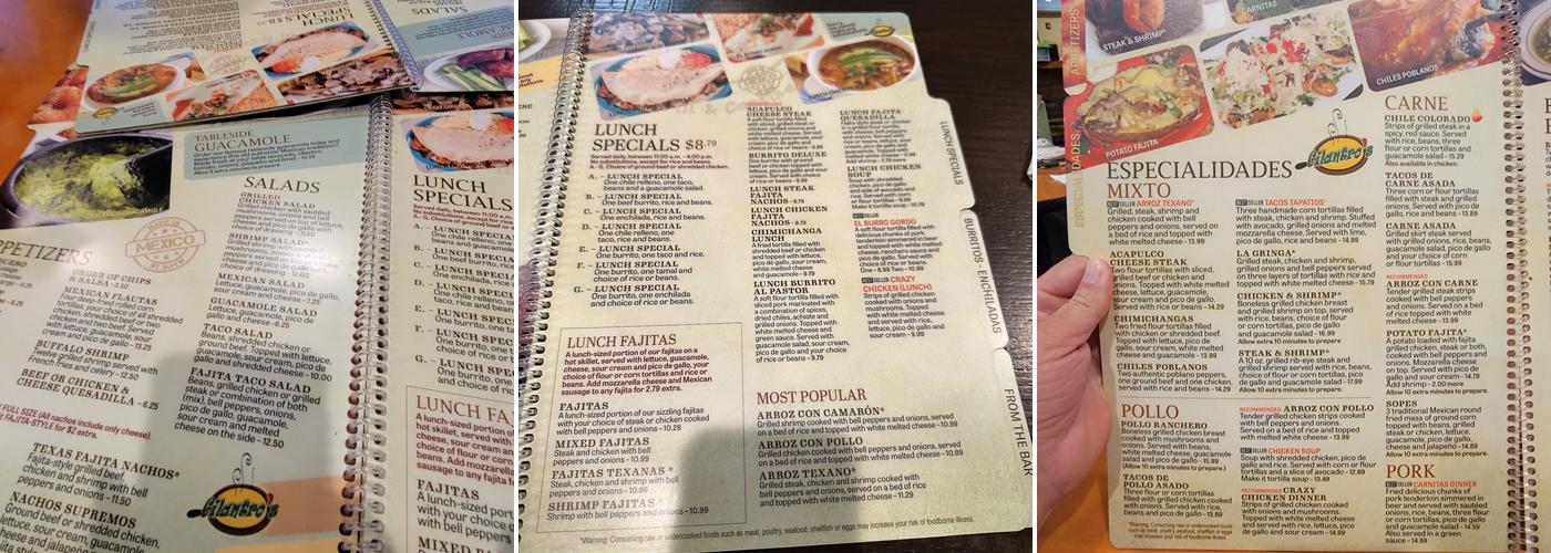 Cilantros Grill & Cantina Menu
