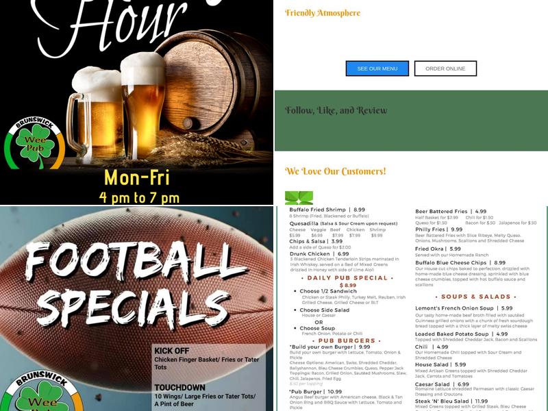 Wee Pub Brunswick Menu