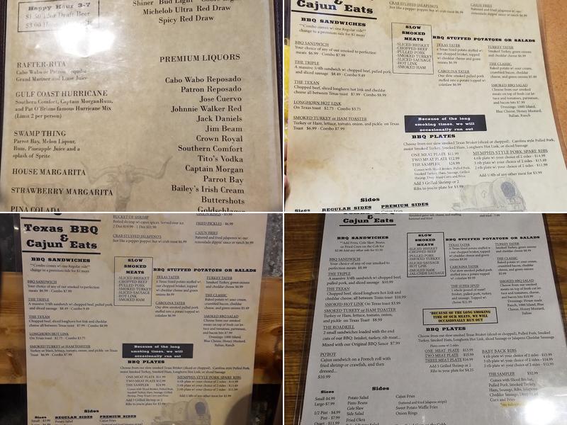 Rafter J BBQ and Cajun Eats Menu