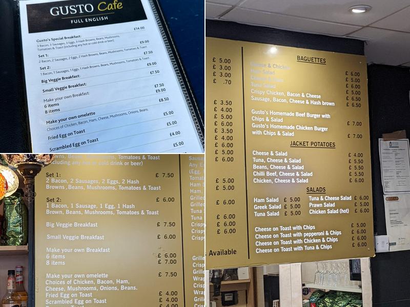 Gusto Cafe Menu