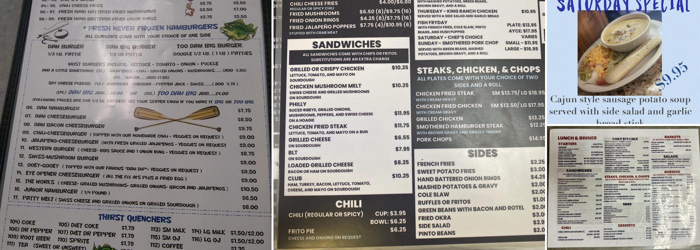 The Dam Grill Menu